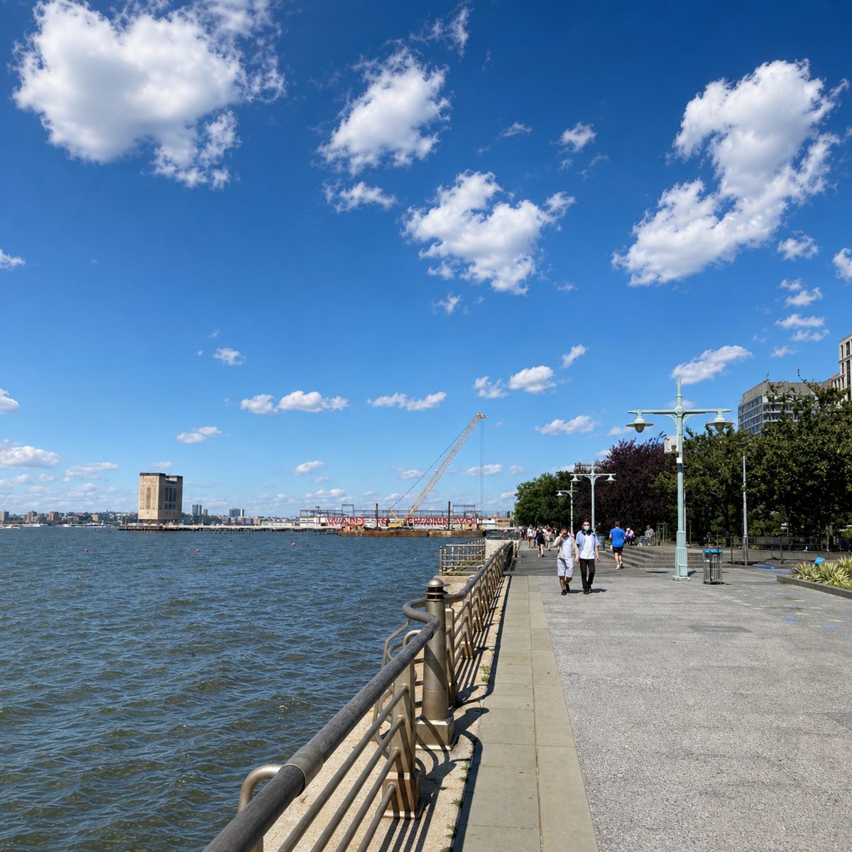 Outdoor fitness by the river from Hudson River Park